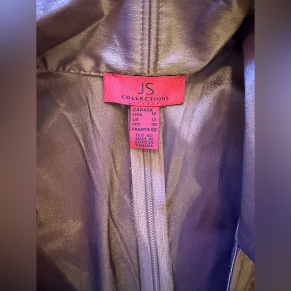 JS Collection  layered Sleeve with cuff Jacket Blazer Brown Satin retro size 10 - Picture 8 of 16